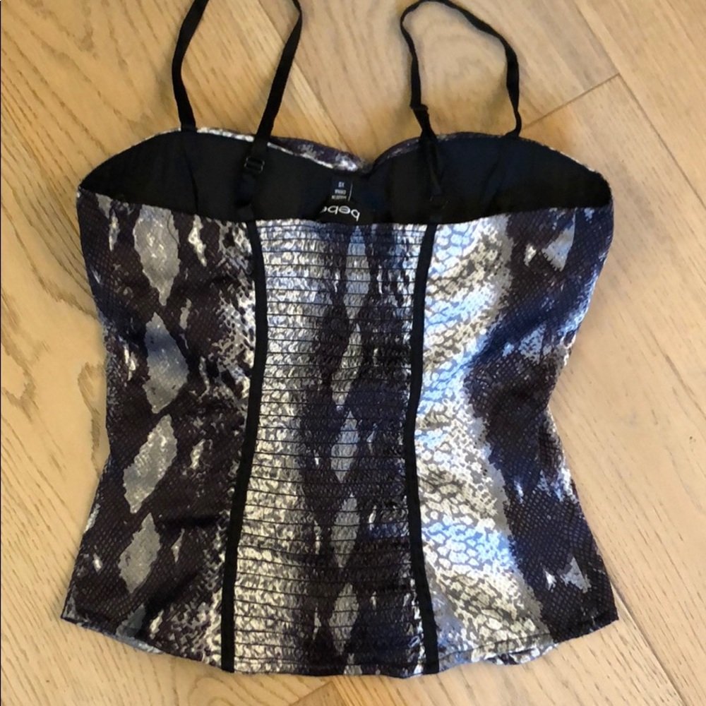 Bebe Silk Satin Python Skin Pattern Top - image 3